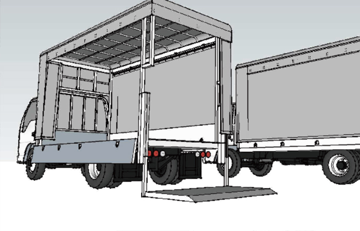 トラック三方カーテン式幌シートの施工例